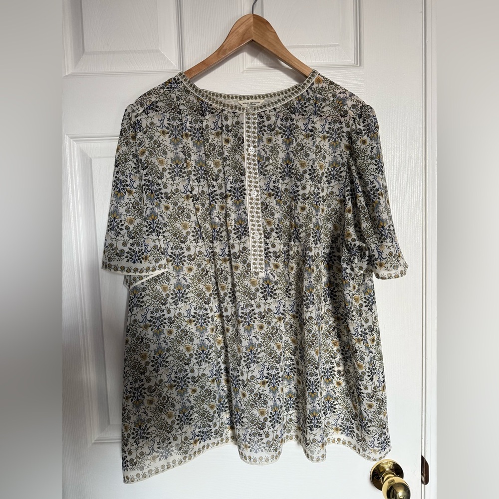 Max Studio Floral Sheer -Up Blouse